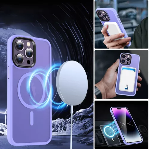 iPhone 15 Plus MagSafe-kompatibilis áttetsző matt tok világoslila A- 4 kép