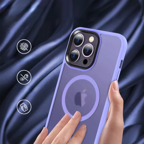 iPhone 15 Plus MagSafe-kompatibilis áttetsző matt tok világoslila A- 6 kép