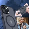iPhone 15 Plus MagSafe-kompatibilis áttetsző matt tok kék Alphajack- 4 kép