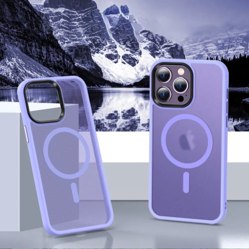 iPhone 15 MagSafe-kompatibilis áttetsző matt tok világoslila Alphaj- 1 kép