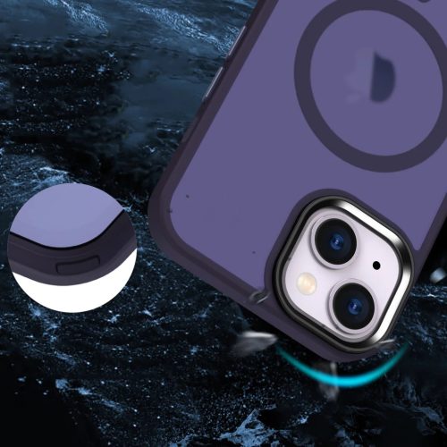iPhone 15 MagSafe-kompatibilis áttetsző matt tok sötétlila Alphaja- 4 kép
