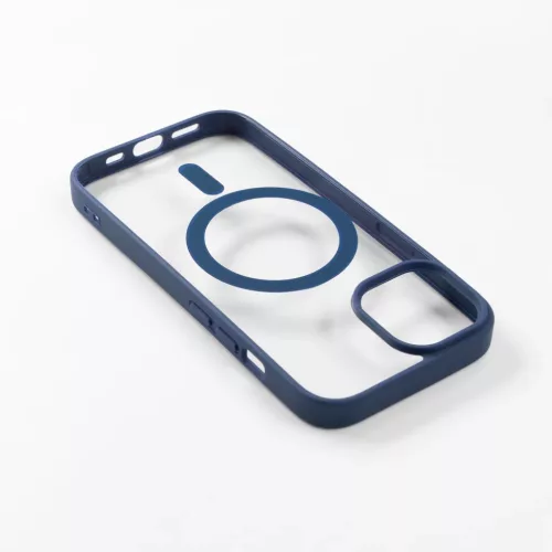 iPhone 15 Plus MagSafe kompatibilis átlátszó TPU tok sötétkék ke- 3 kép