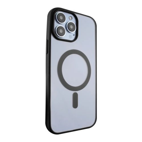 iPhone 15 Plus MagSafe kompatibilis átlátszó TPU tok fekete kerette- 1 kép