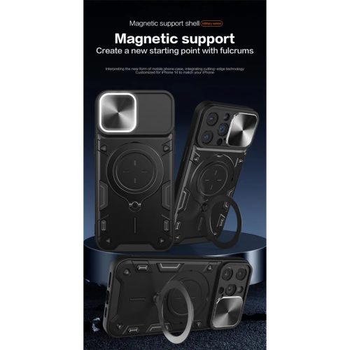 iPhone 15 Ring Armor tok kameralencse védővel, kihajtható támassza- 4 kép