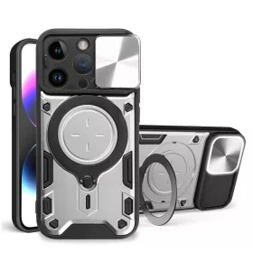 iPhone 15 Pro Ring Armor tok kameralencse védővel, kihajtható táma- 11 kép