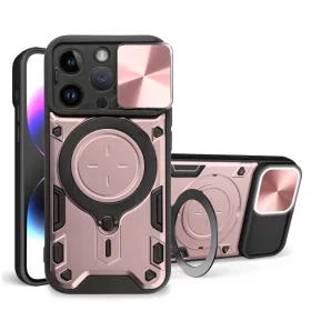 iPhone 15 Pro Ring Armor tok kameralencse védővel, kihajtható táma- 11 kép