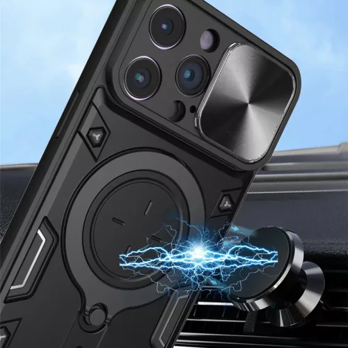 iPhone 15 Pro Ring Armor tok kameralencse védővel, kihajtható táma- 5 kép