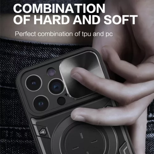 iPhone 15 Pro Max Ring Armor tok kameralencse védővel, kihajtható t- 4 kép