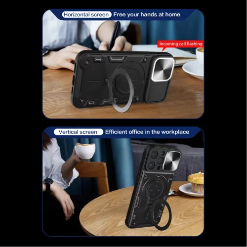 iPhone 15 Pro Max Ring Armor tok kameralencse védővel, kihajtható t- 5 kép