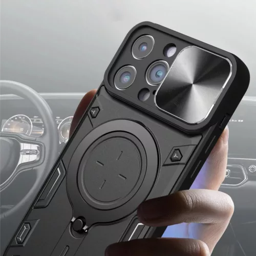 iPhone 15 Pro Max Ring Armor tok kameralencse védővel, kihajtható t- 9 kép