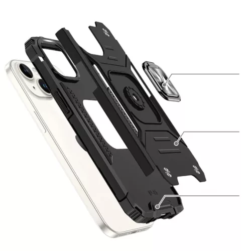 iPhone 15 Plus Ring Armor Wozinsky tok kihajtható támasszal fekete-9145576280591 5 kép