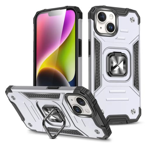 iPhone 15 Plus Ring Armor Wozinsky tok kihajtható támasszal ezüst-9145576280638 7 kép