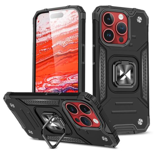 iPhone 15 Pro Max Ring Armor Wozinsky tok kihajtható támasszal feket-9145576280690 2 kép