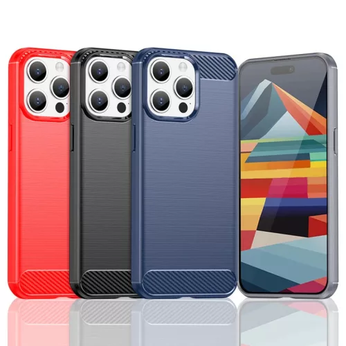 Telefontok iPhone 15 Pro Max Carbon szénszál mintájú TPU tok kék-9145576279489 5 kép
