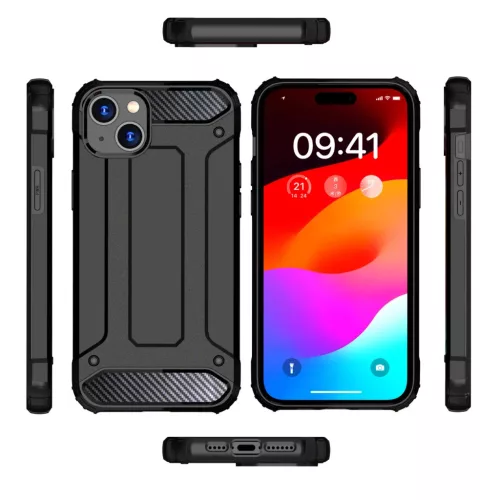 iPhone 15 Plus Hybrid Armor tok fekete telefontok-9145576280485 6 kép