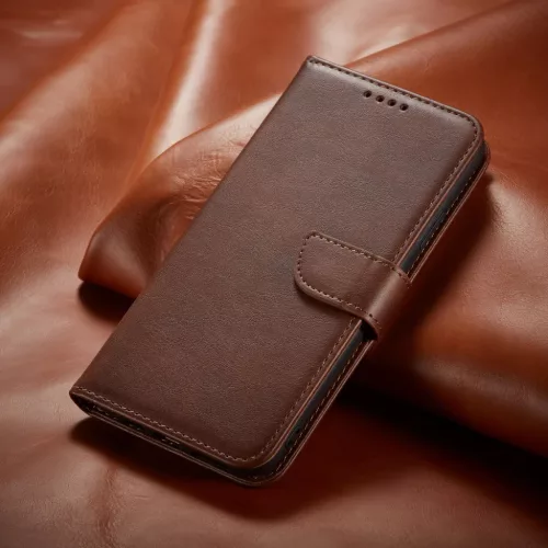 Honor 70 mágneses PU bőr fliptok kártyatartóval sötétbarna Alpha- 3 kép