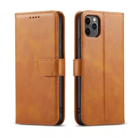 Honor 70 mágneses PU bőr fliptok kártyatartóval világosbarna Alph- 1 kép