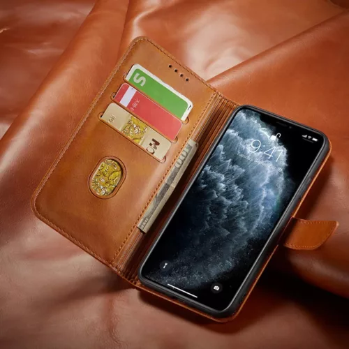 Honor 70 mágneses PU bőr fliptok kártyatartóval világosbarna Alph- 3 kép