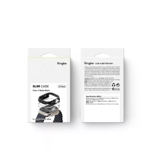 Apple Watch Ultra 1/2/3 49 mm Ringke Slim tok 2x átlátszó/titánium-8809881269023 7 kép