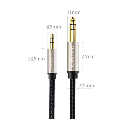 Ugreen AV127 3.5mm-es jack sztereó kábel 6.35mm TRS-hez - 2m szürke-6957303816286 1 kép