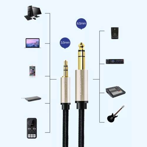 Ugreen AV127 3.5mm-es jack sztereó kábel 6.35mm TRS-hez - 2m szürke-6957303816286 6 kép