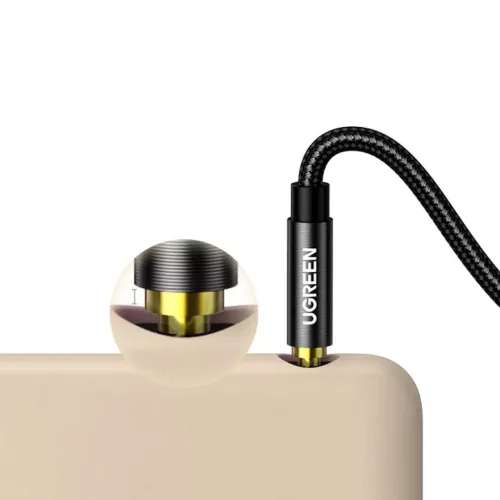 Ugreen audio kábel AUX 90 fokban döntött minijack 3,5 mm 2m kék (A-6957303861811 4 kép