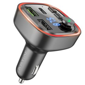   Borofone BC48 Broad FM Transmitter Bluetooth, MP3 2xUSB + Type C QC 3.0 18W fekete