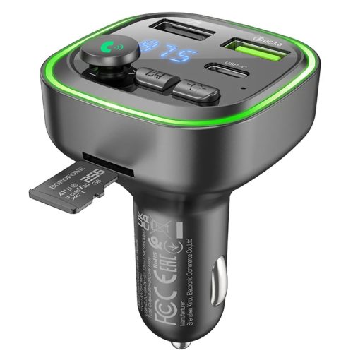Borofone BC48 Broad FM Transmitter Bluetooth, MP3 2xUSB + Type C QC 3.-6941991104039 6 kép