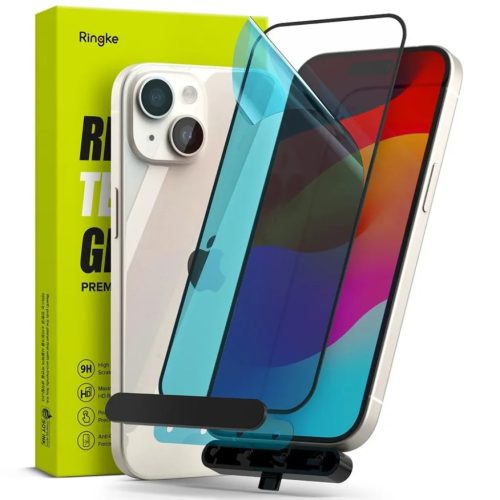 iPhone 15 Ringke TG kijelzővédő üvegfólia fekete-8809919309431 1 kép