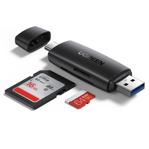 UGREEN CM304 USB + USB-C adapter SD + microSD kártyaolvasó fekete-6957303805860 1 kép