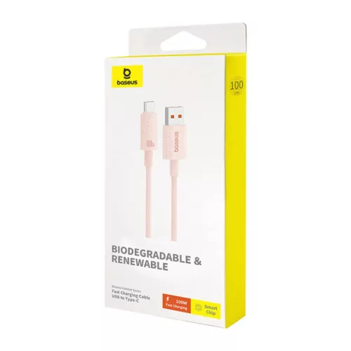 Baseus Habitat gyorstöltő kábel USB - USB-C 1m 100W rózsaszín-6932172642983 1 kép