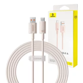   Baseus Habitat gyorstöltő kábel USB - USB-C 2m 100W rózsaszín