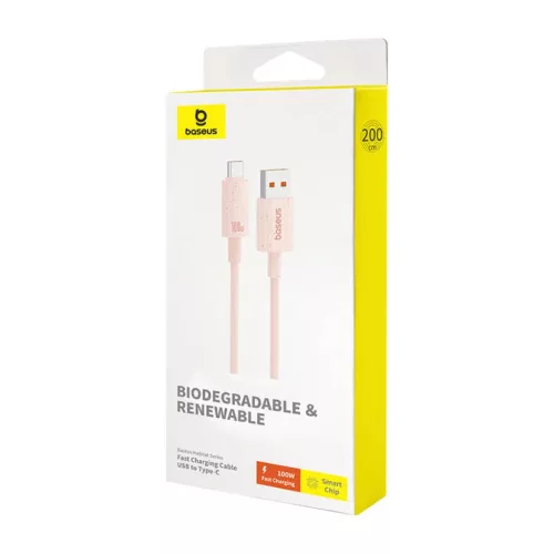 Baseus Habitat gyorstöltő kábel USB - USB-C 2m 100W rózsaszín-6932172643003 3 kép