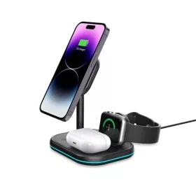   Tech-Protect QI15W A27 3 az 1-ben MagSafe-kompatibilis vezeték nélküli töltő fekete