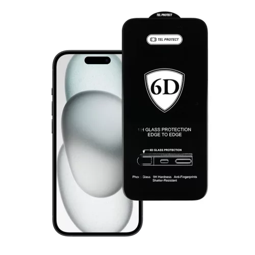 iPhone 15 Pro 6D Kijelzővédő 9H Üvegfólia fekete-5900217017257 5 kép