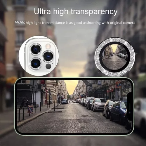 iPhone 15/15 Plus Diamond kameralencsevédő üvegfólia fekete-5900217018063 6 kép
