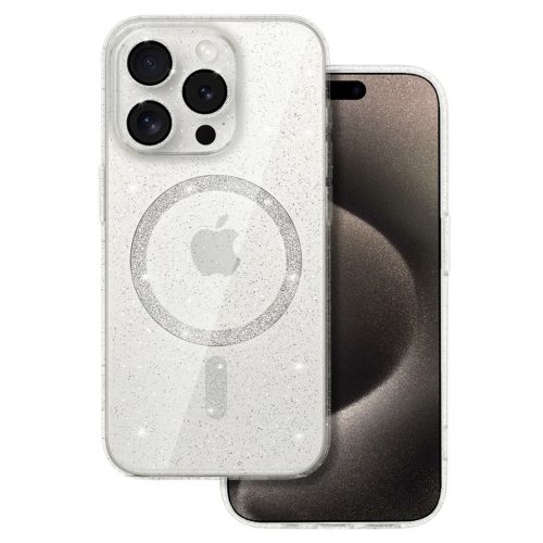 iPhone 15 Glitter MagSafe tok átlátszó