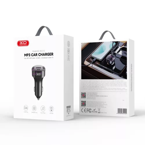 Bluetooth 5.3 FM Transmitter XO adó BCC12 MP3 autós töltő 3,1A fek-6920680850105 6 kép