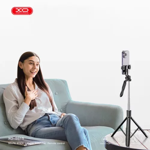 XO selfie bot Bluetooth mobiltelefon állvány SS15 fekete 180cm ​-6920680846634 5 kép