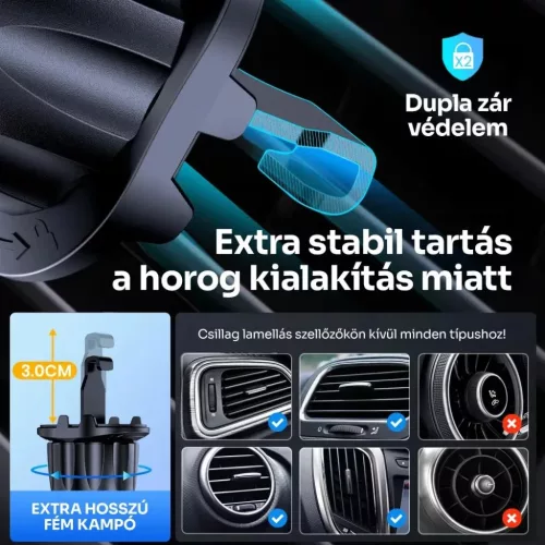 Alphajack szellőzőre erősíthető autós telefontartó (SZEL-1)-5999860199922 2 kép