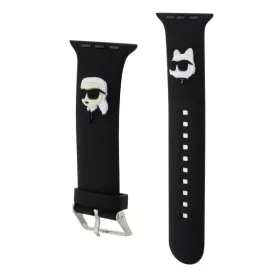    Apple Watch 38/40/41 mm Karl Lagerfeld Karl és Choupette Head NFT fekete óraszíj