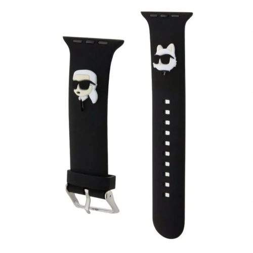 Apple Watch 42/44/45/49 mm Karl Lagerfeld Karl és Choupette Head NFT óraszíj fekete