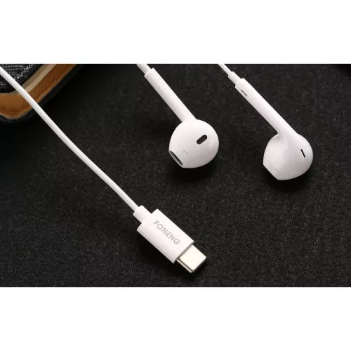 Foneng T15 vezetékes fülhallgató USB-C, 1.2 m (fehér)-6970462512868 2 kép