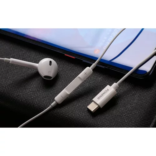 Foneng T15 vezetékes fülhallgató USB-C, 1.2 m (fehér)-6970462512868 3 kép