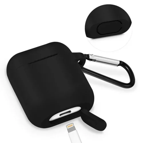 Airpods 1/2 ultravékony szilikon tok fekete-5900217315087 3 kép