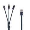 Remax Kerolla 3in1 töltő kábel Micro USB/ Type-C/ Lightning kék-6954851293125 1 kép