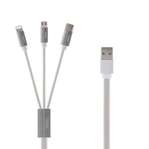 Remax Kerolla 3in1 töltő kábel Micro USB/ Type-C/ Lightning fehér-6954851293118 1 kép