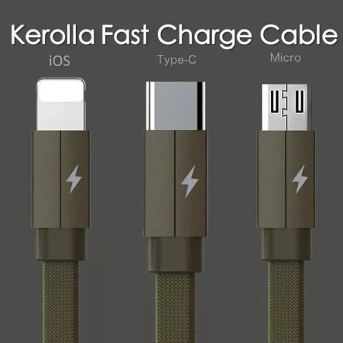 Remax Kerolla 3in1 töltő kábel Micro USB/ Type-C/ Lightning fehér-6954851293118 2 kép
