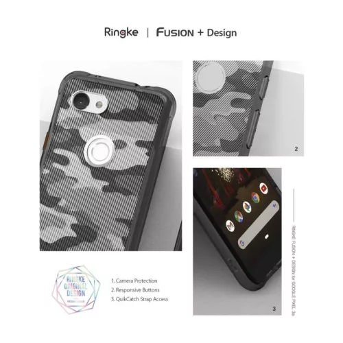 Google Pixel 3a XL tok Camo fekete színben Ringke Fusion-8809659046375 3 kép