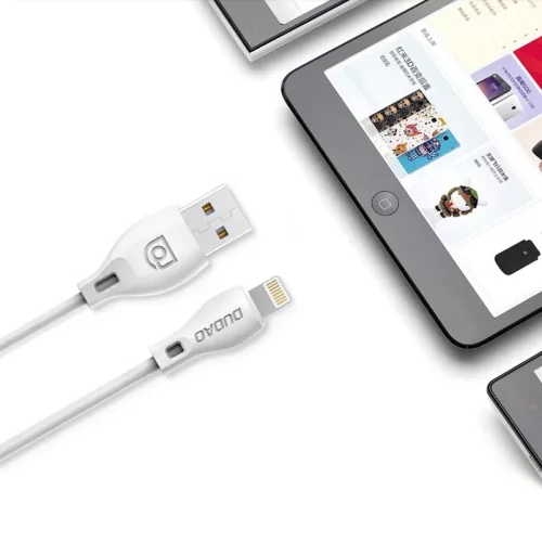 Dudao USB/ Lightning adat és töltőkábel 2.1A 2m fehér-6970379611494 8 kép